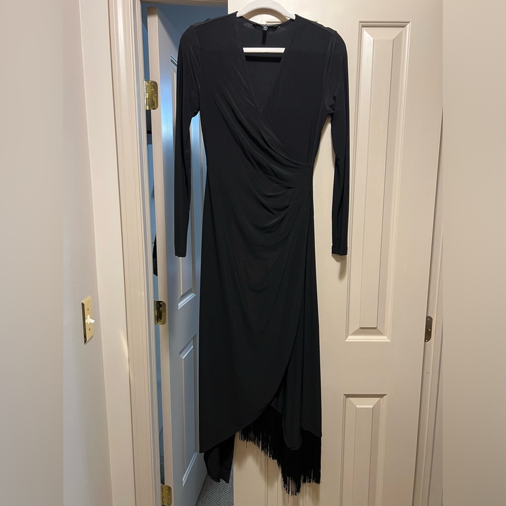BCBGMaxAzria Asymmetrical Fringe Dress